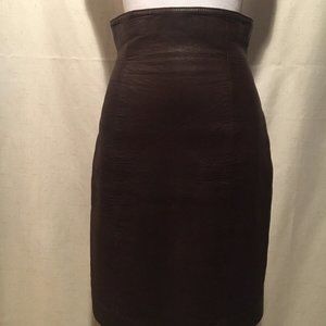 Vintage Tannery West Brown Leather Skirt High Waisted Pencil Skirt~~Size 0/2